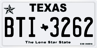 TX license plate BTI3262