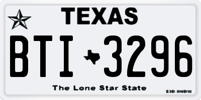 TX license plate BTI3296