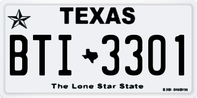 TX license plate BTI3301