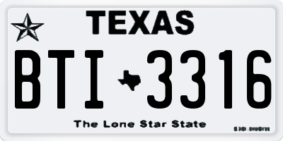 TX license plate BTI3316