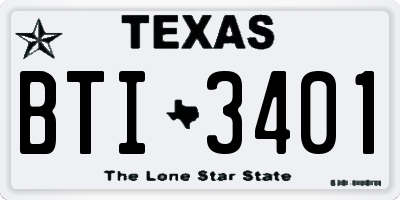 TX license plate BTI3401