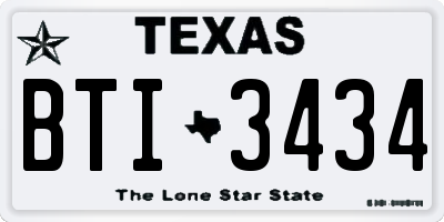 TX license plate BTI3434