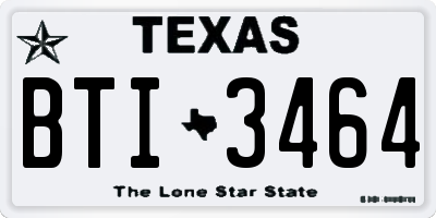 TX license plate BTI3464