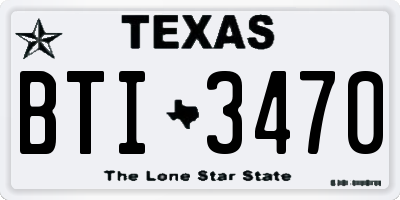 TX license plate BTI3470