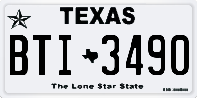 TX license plate BTI3490