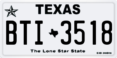 TX license plate BTI3518