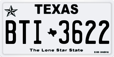 TX license plate BTI3622