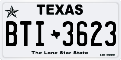 TX license plate BTI3623