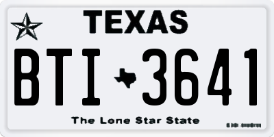 TX license plate BTI3641
