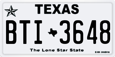 TX license plate BTI3648