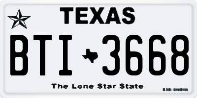 TX license plate BTI3668