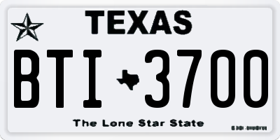 TX license plate BTI3700