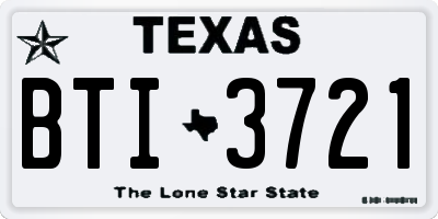 TX license plate BTI3721