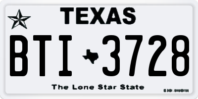 TX license plate BTI3728
