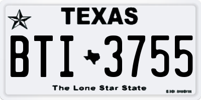 TX license plate BTI3755