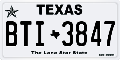 TX license plate BTI3847