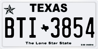 TX license plate BTI3854