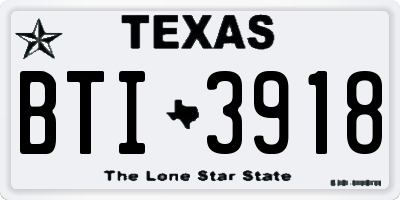 TX license plate BTI3918