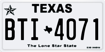 TX license plate BTI4071