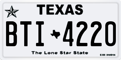 TX license plate BTI4220