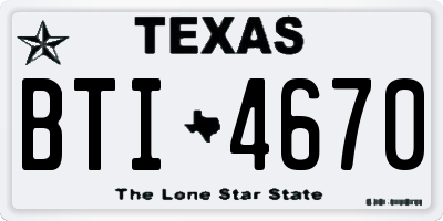 TX license plate BTI4670