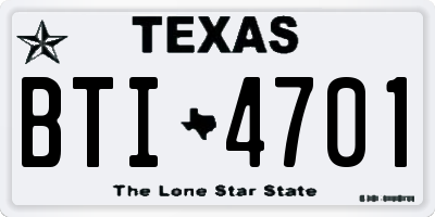 TX license plate BTI4701