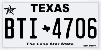 TX license plate BTI4706