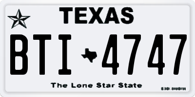 TX license plate BTI4747