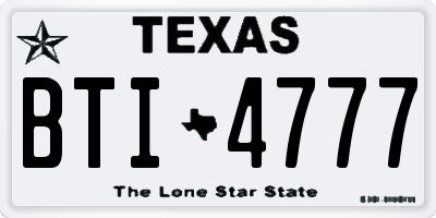 TX license plate BTI4777