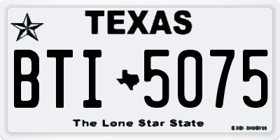 TX license plate BTI5075