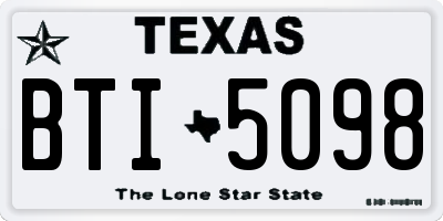 TX license plate BTI5098