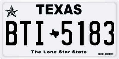 TX license plate BTI5183