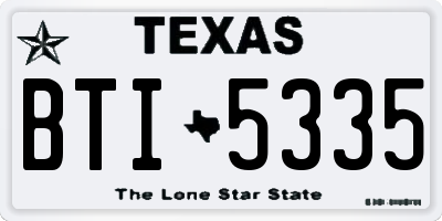 TX license plate BTI5335