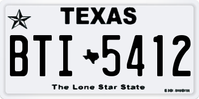 TX license plate BTI5412