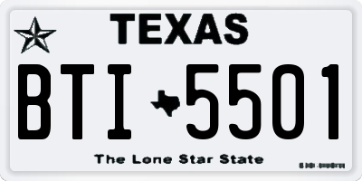 TX license plate BTI5501