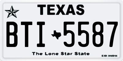 TX license plate BTI5587