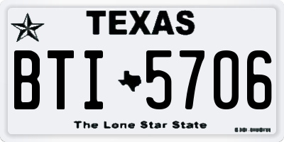 TX license plate BTI5706