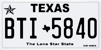 TX license plate BTI5840
