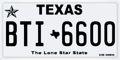TX license plate BTI6600