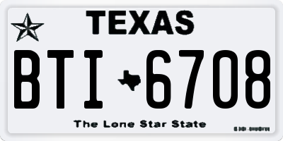 TX license plate BTI6708