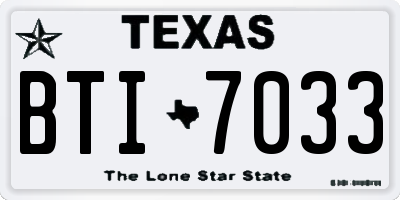 TX license plate BTI7033