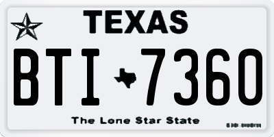 TX license plate BTI7360