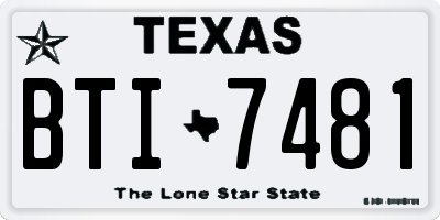 TX license plate BTI7481