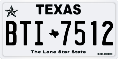 TX license plate BTI7512