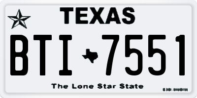 TX license plate BTI7551