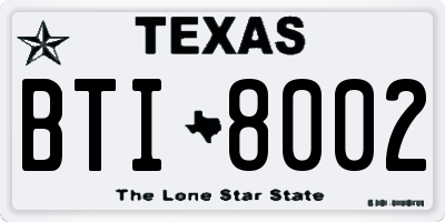 TX license plate BTI8002