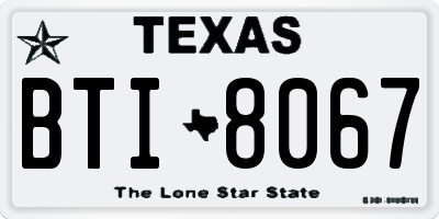 TX license plate BTI8067
