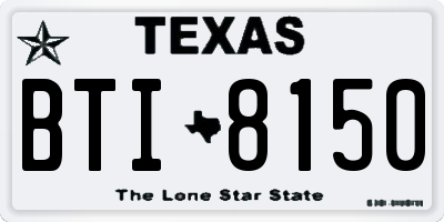 TX license plate BTI8150