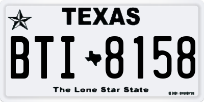 TX license plate BTI8158