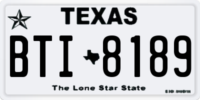 TX license plate BTI8189